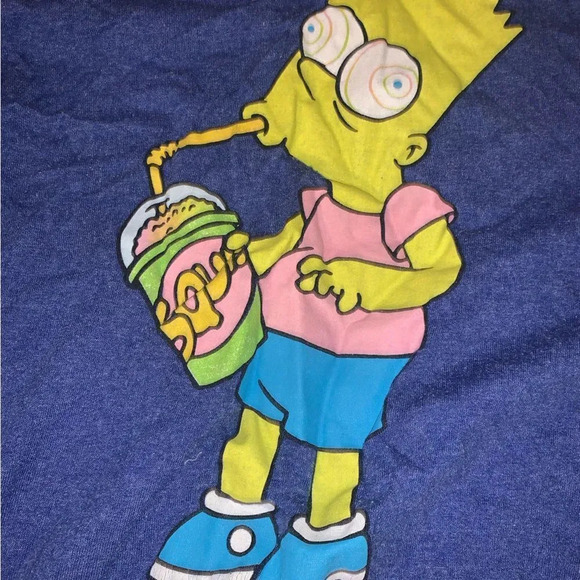 Bart Simpson T Shirt Adult XLarge Blue The Simpsons Sour Slurpee Short Sleeve - Picture 2 of 2